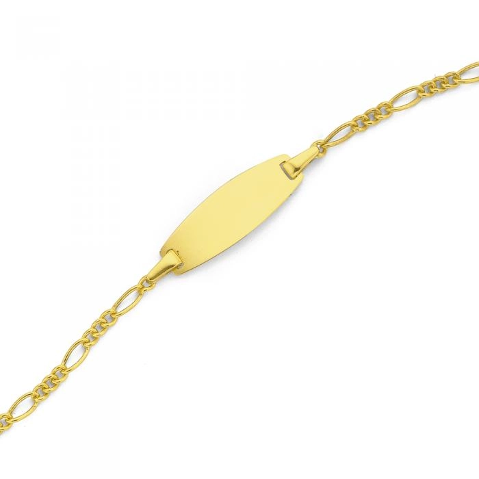 9ct Gold 16cm Figaro 3+1 I.D. Bracelet