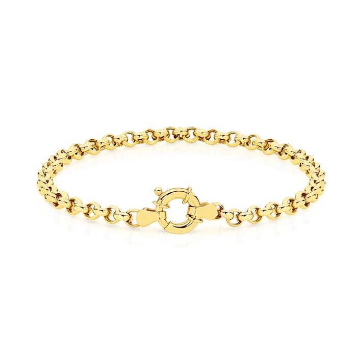 9ct Gold 19cm Hollow Belcher Bolt Ring Bracelet