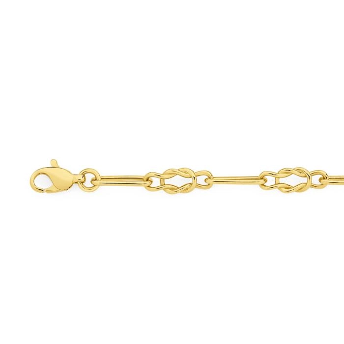 9ct Gold 19cm Solid Open Knot & Paperclip Bracelet