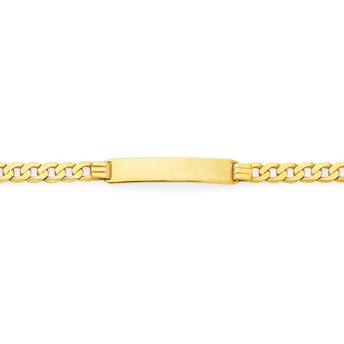 9ct Gold 21cm Solid Curb ID Gents Bracelet