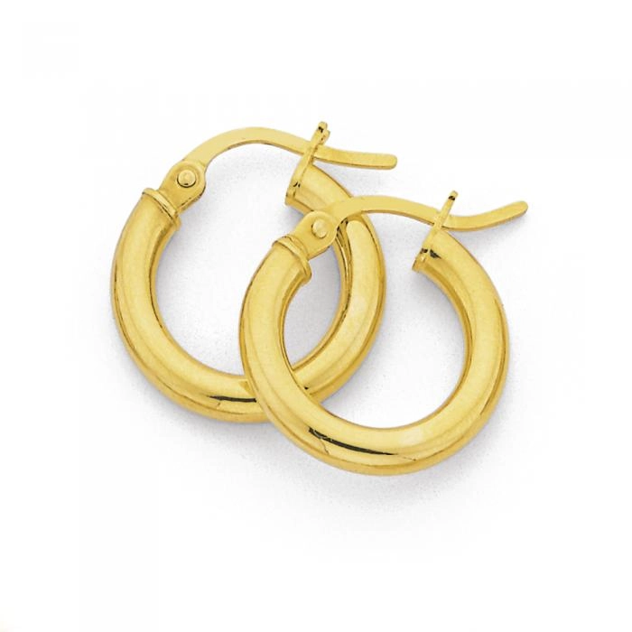 9ct Gold 2.5x10mm Polished Hoop Earrings