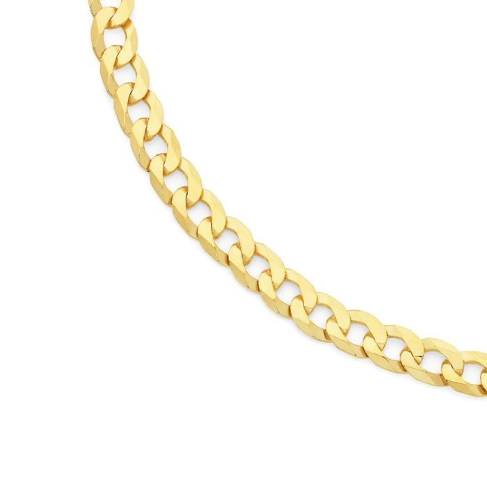 9ct Gold 55cm Solid Bevelled Curb Gents Chain