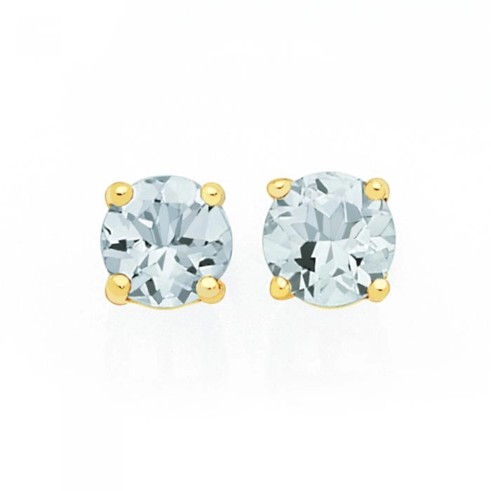 9ct Gold Aquamarine Stud Earrings