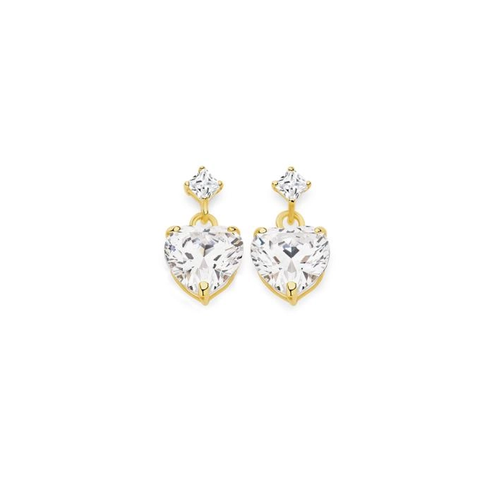 9ct Gold Cubic Zirconia Drop Stud Earrings