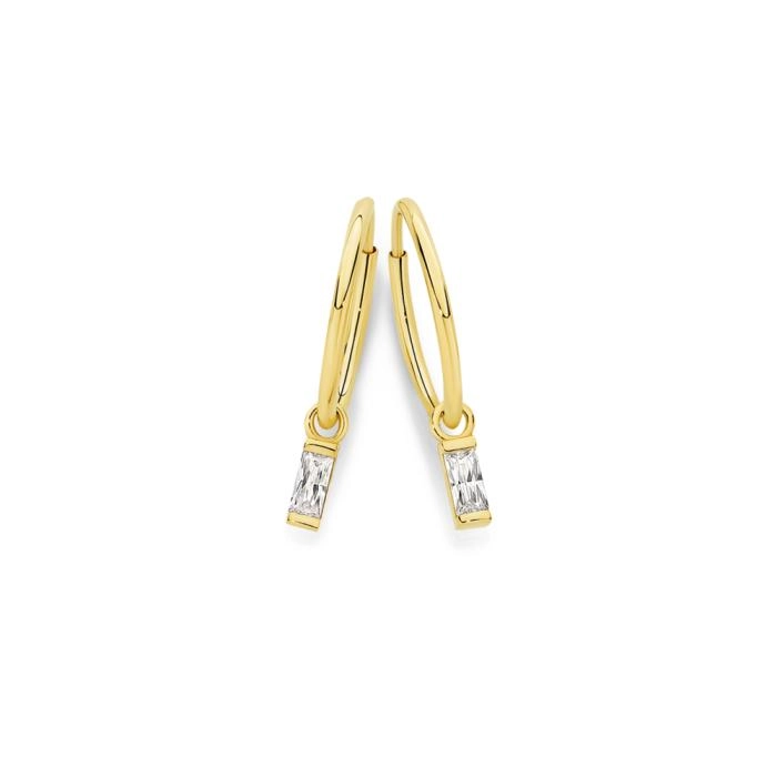 9ct Gold Cubic Zirconia Hoop Earrings