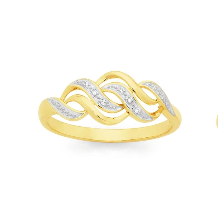 9ct Gold Diamond Braid Ring