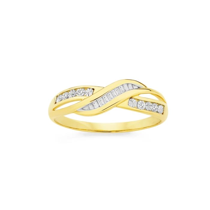 9ct Gold Diamond Crossover Ring