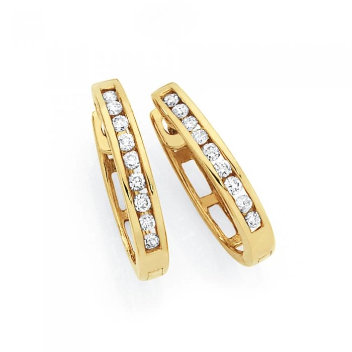 9ct Gold Diamond Huggie Earrings