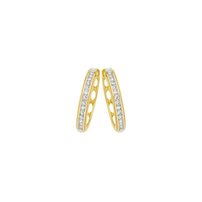 9ct Gold Diamond Huggie Earrings