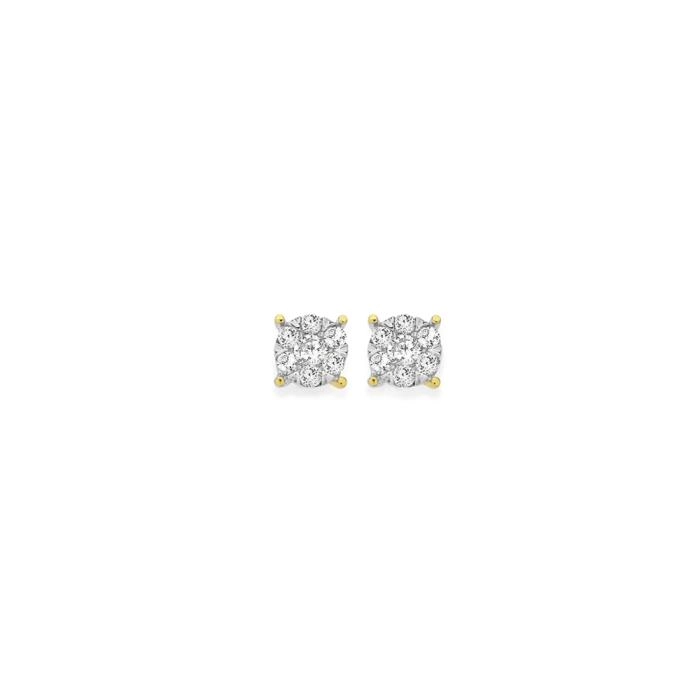 9ct Gold Diamond Small Cluster Stud Earrings