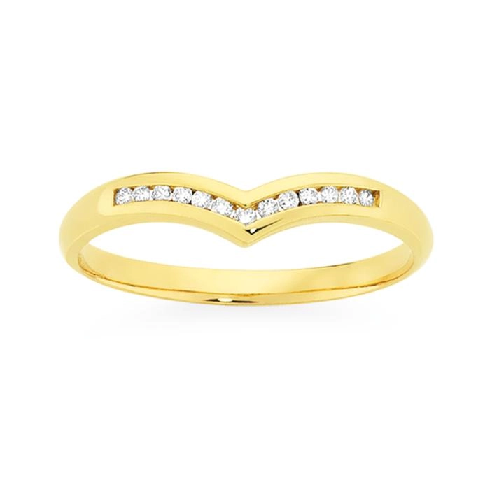 9ct Gold Diamond "V" Shape Band