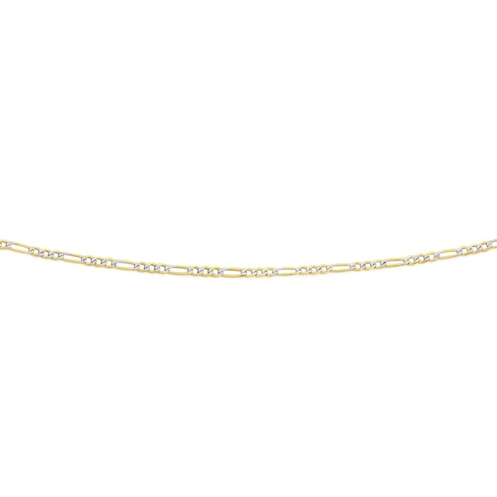 9ct Gold Two Tone 45cm Solid Figaro 3+1 Chain