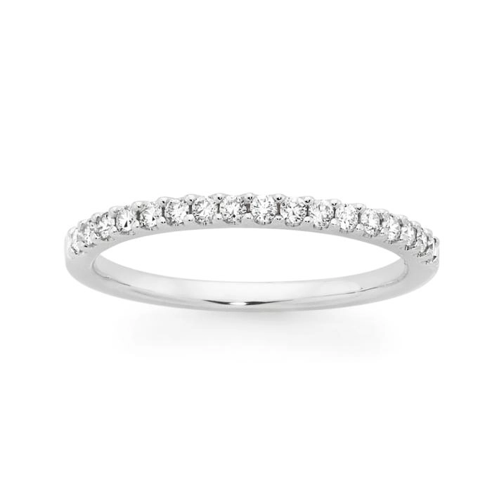 9ct White Gold Diamond Claw Set Band