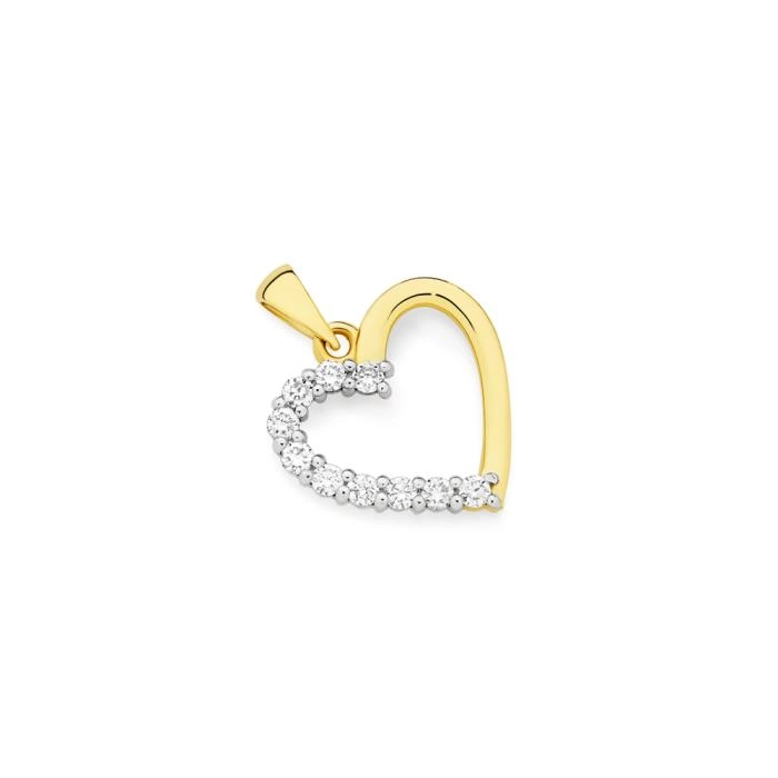 Alora 10ct Gold Lab Grown Diamond Heart Pendant