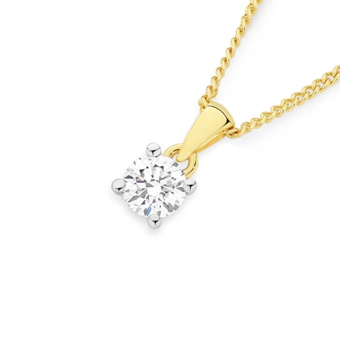 Alora 10ct Gold Lab Grown Diamond Solitaire Pendant