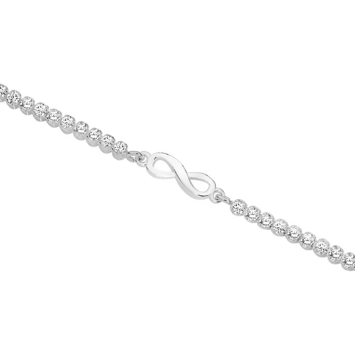 Sterling Silver 19cm Infinity Cubic Zirconia Tennis Bracelet