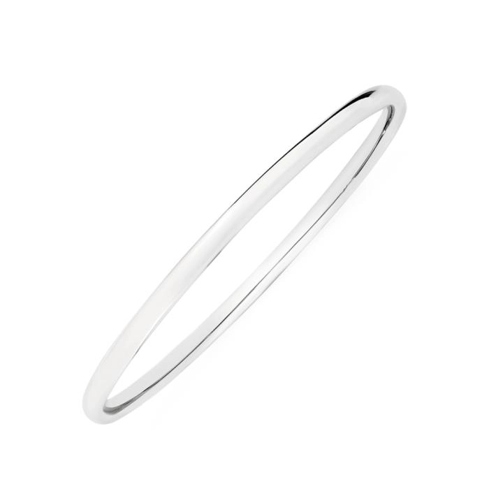 Sterling Silver 3x50mm Solid Half Round Bangle