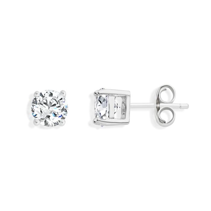 Sterling Silver 5mm Cubic Zirconia Round Claw Set Stud Earrings