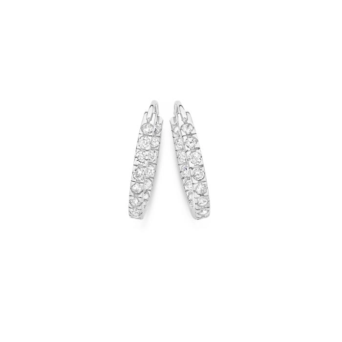 Sterling Silver Cubic Zirconia Inside Out Hoop Earrings