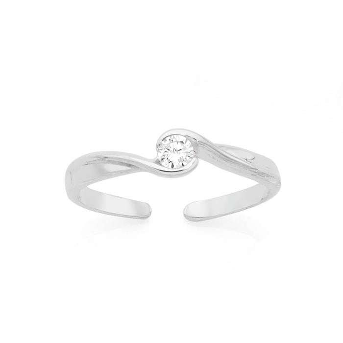 Sterling Silver Cubic Zirconia Solitaire Toe Ring