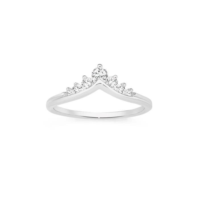 Sterling Silver Cubic Zirconia V Ring