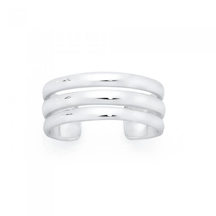 Sterling Silver Plain Triple Bar Toe Ring