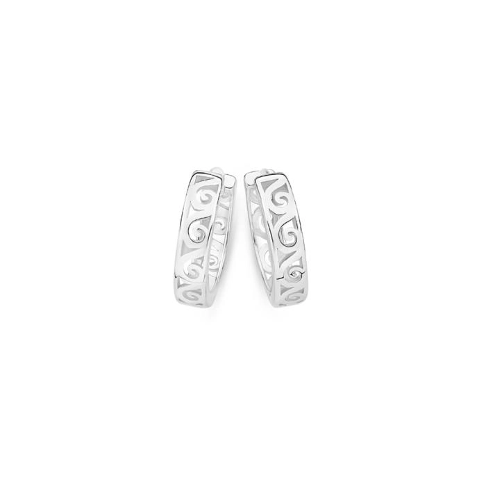 Sterling Silver Scroll Huggie Earrings