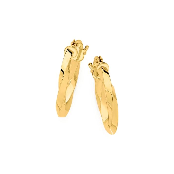 9ct Gold 10mm Squared Twist Hoop Earrings