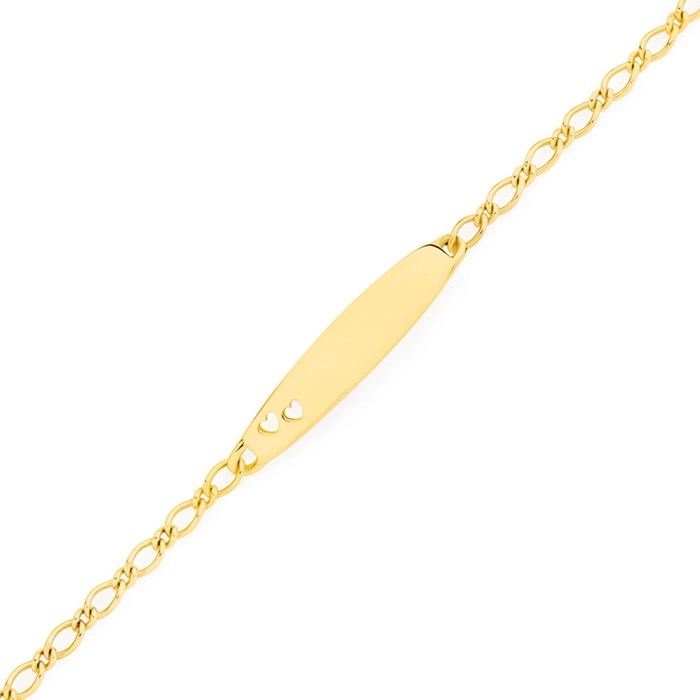 9ct Gold 14cm Figaro 1+1 Oval I.D. Bracelet