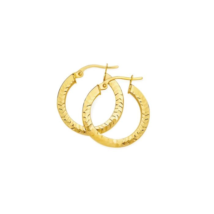 9ct Gold 15mm Square Tube Hoop Earrings