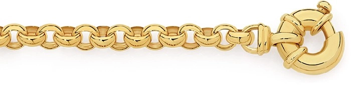 9ct Gold 19cm Solid Belcher Bolt Ring Bracelet