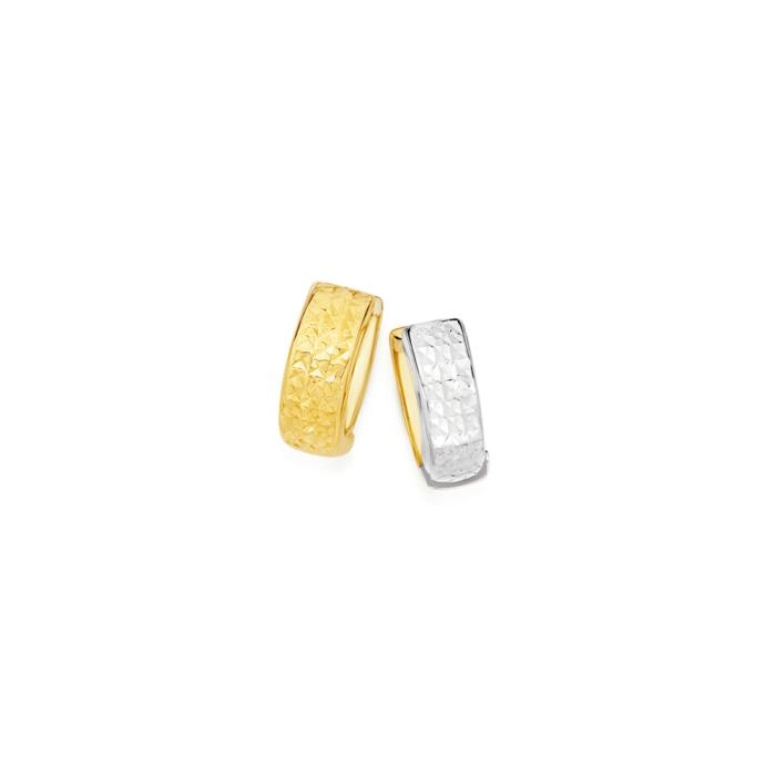 9ct Gold 2-Tone 10mm Reversible Huggie Earrings