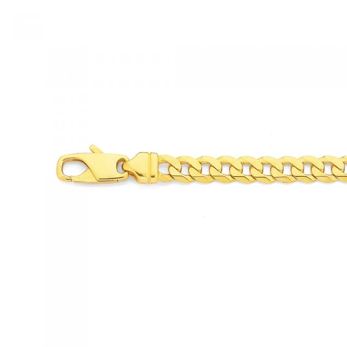 9ct Gold 20cm Solid Curb Gents Bracelet