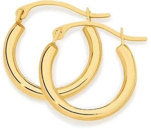 9ct Gold 2x12mm Polished Hoop Earrings