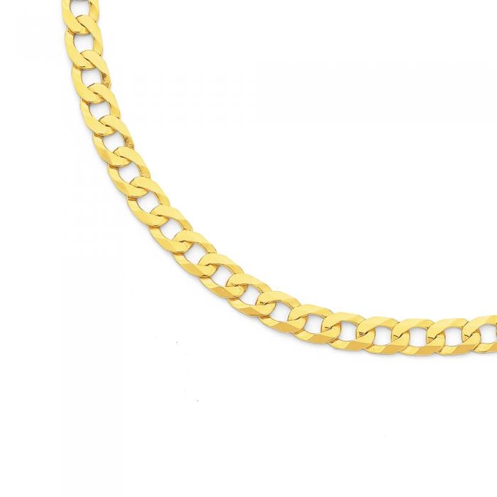 9ct Gold 55cm Solid Curb Gents Chain