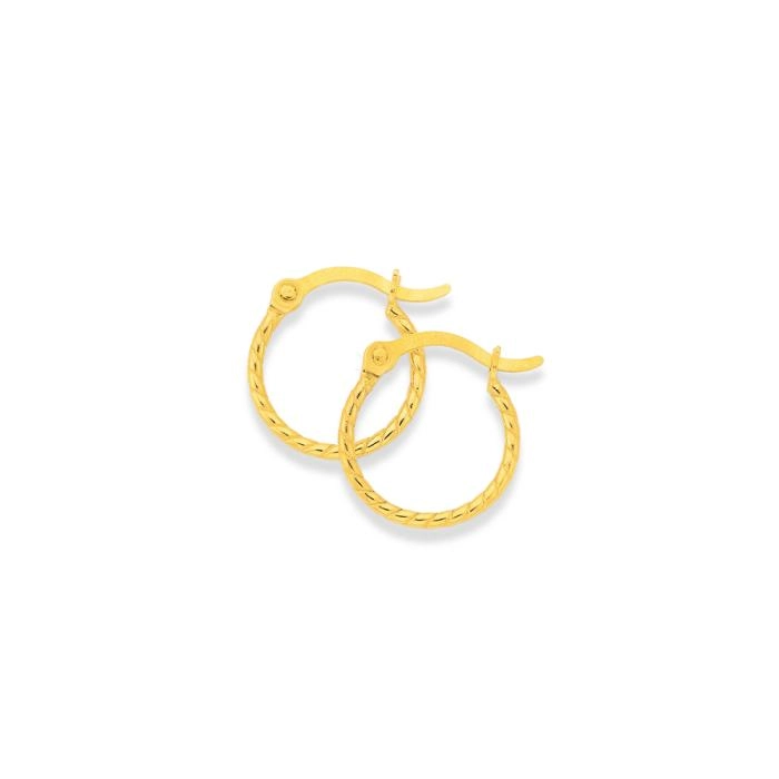 9ct Gold 8mm Tight Twist Hoop Earrings