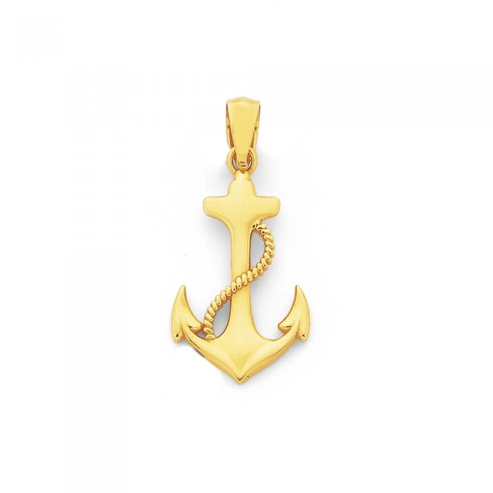 9ct Gold Anchor with Rope Pendant