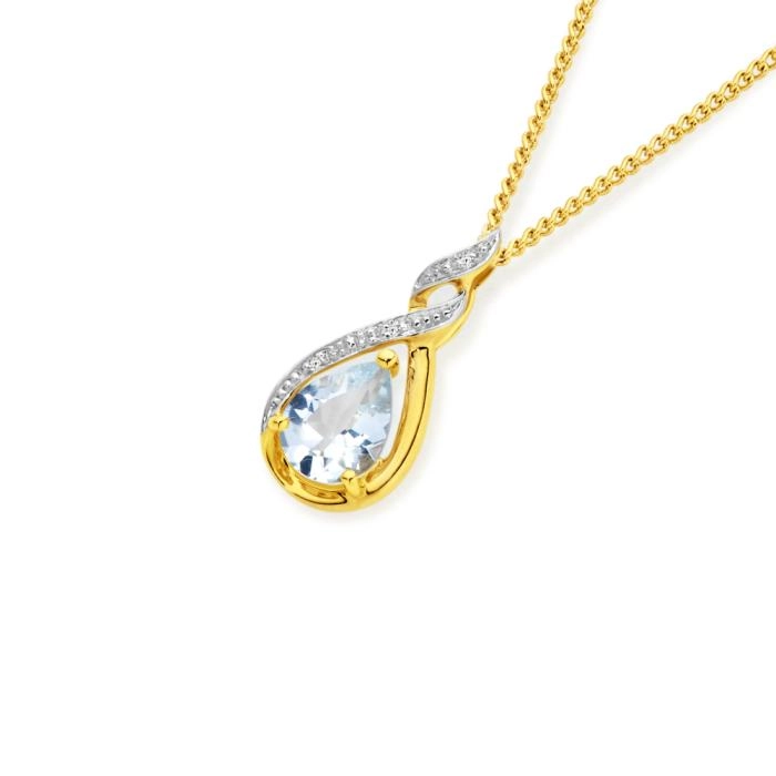 9ct Gold Aquamarine & Diamond