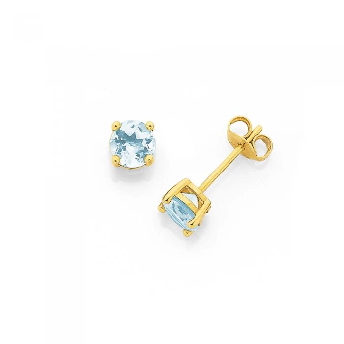 9ct Gold Aquamarine Stud Earrings