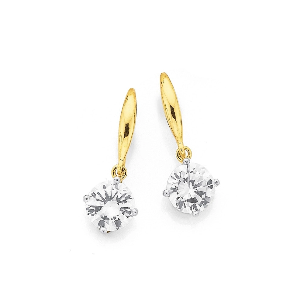 9ct Gold Cubic Zirconia Drop Earrings