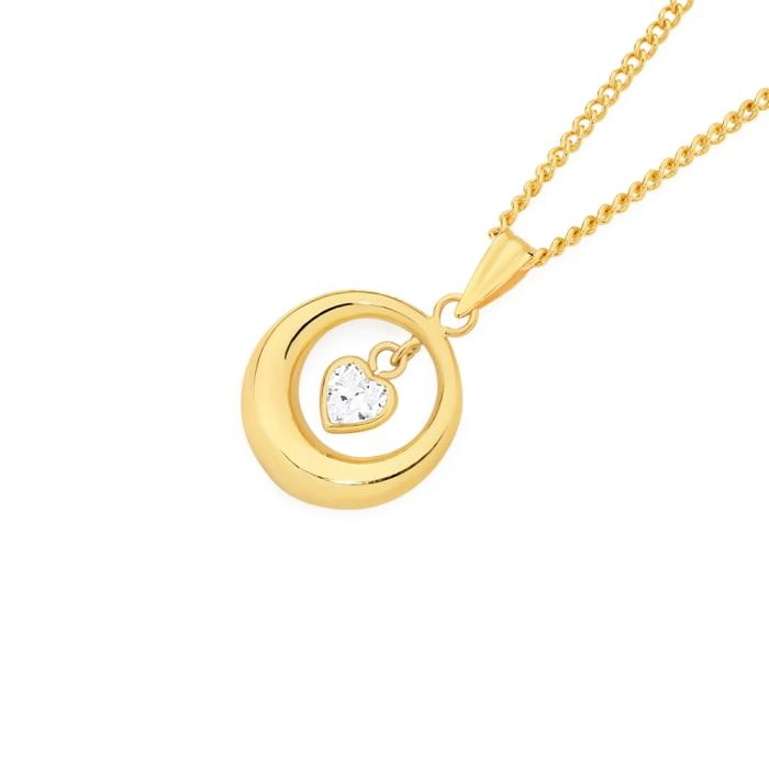 9ct Gold Cubic Zirconia Open Circle Pendant