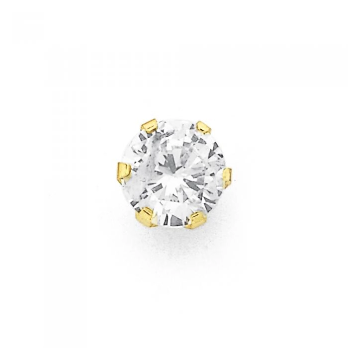 9ct Gold Cubic Zirconia Single Stud Gents Earring