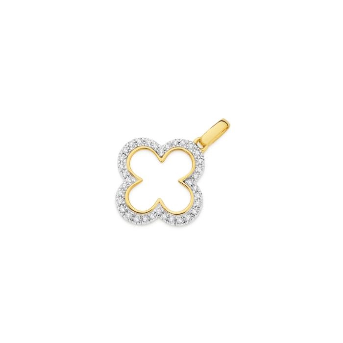 9ct Gold Diamond Clover Pendant