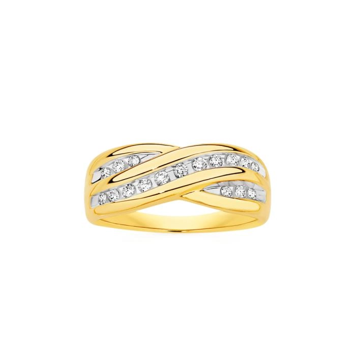 9ct Gold Diamond Crossover Ring