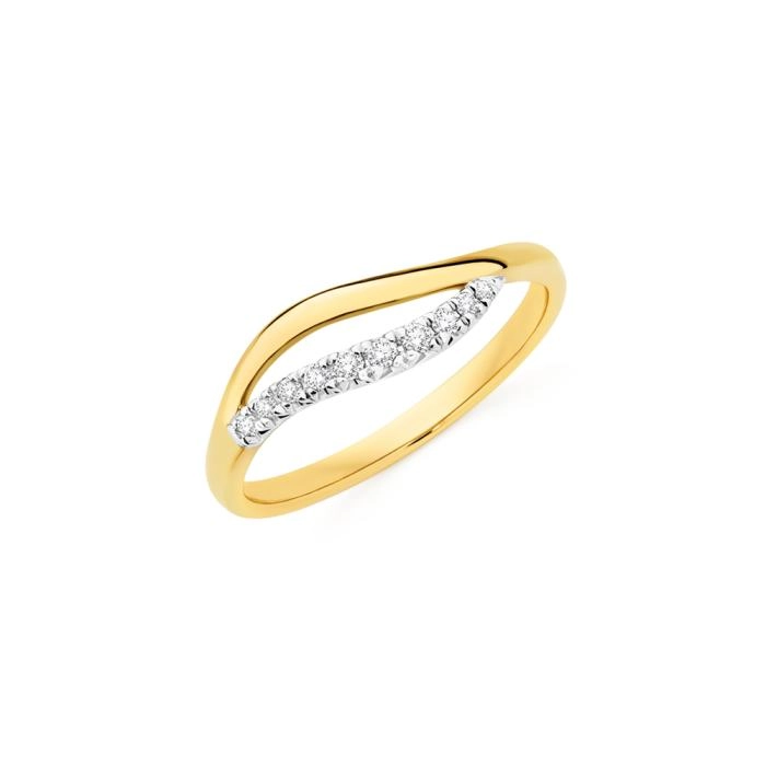 9ct Gold Diamond Open Wavy Ring