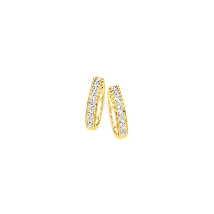 9ct Gold Diamond Pave Huggie Earrings