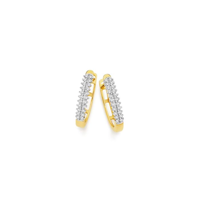 9ct Gold Diamond Pave Huggie Earrings