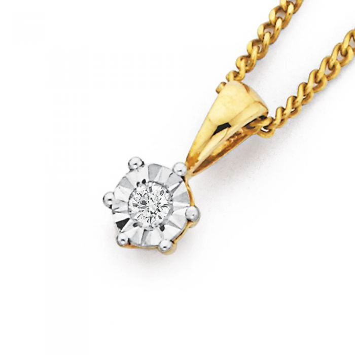 9ct Gold Diamond Solitaire Pendant