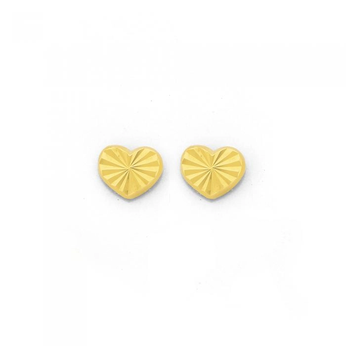 9ct Gold Heart Stud Earrings