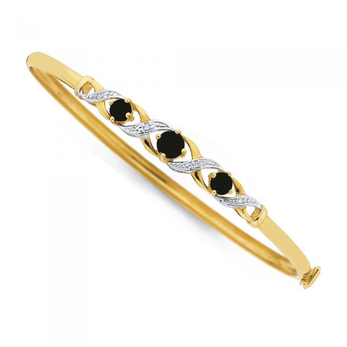 9ct Gold Sapphire & Diamond Bangle